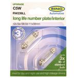 C5W (239) 12V RING Long Life Number Plate & Interior Festoon Bulbs RW239LL